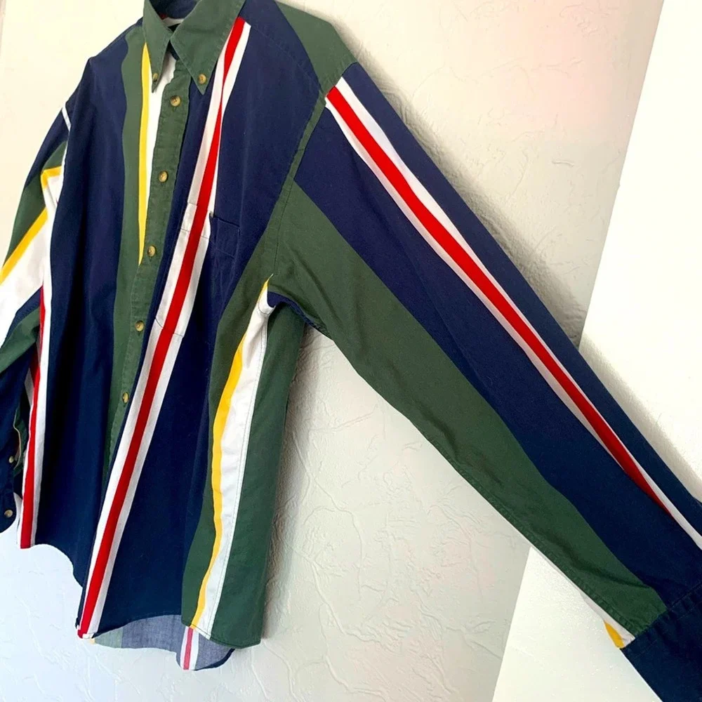 MENS VINTAGE 90’S COLOR BLOCKED NAUTICA BUTTON UP LONGSLEEVE SHIRT SIZE MEDIUM - Picture 2 of 6
